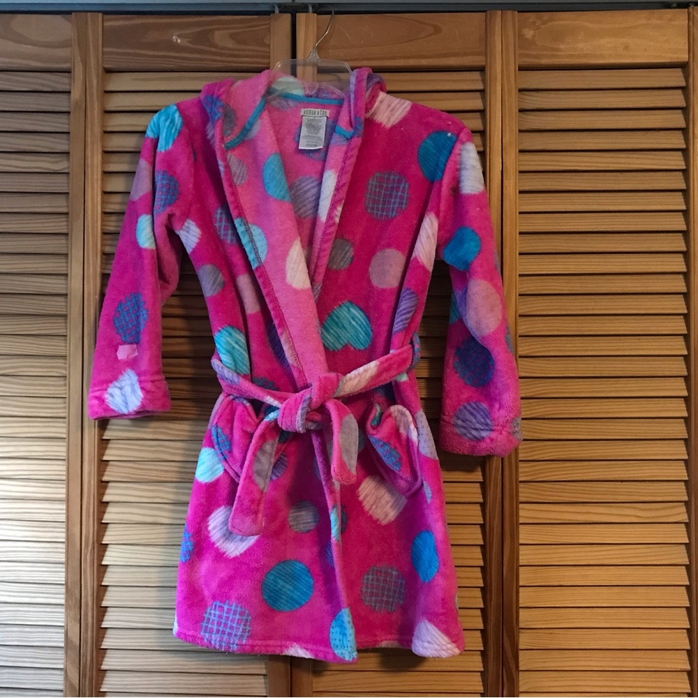 Komar Kids Pink and Blue Fleece Robe Size 7/8